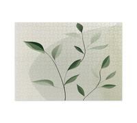 Casse-tête rétro en bois de saule printanier pour adultes, 500 pièces, feuilles de plantes du milieu du siècle, décorations imprimées botaniques pour fête de divertissement