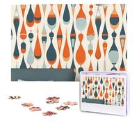 Casse-tête rétro moderne du milieu du siècle avec formes en goutte à partir de photos de 1 000 pièces - Puzzle en bois personnalisé pour adultes, cadeau pour famille, mariage, amis