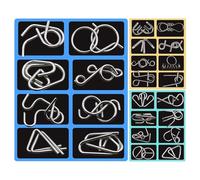 Casse-Têtes Cérébraux - Acier Haute Teneur Carbone, 18x13,5cm 24pcs | Jouet Test QI | Enigmes Métalliques | Jeu De Réflexion Puzzle pour, Ados & Adultes Développement Cognitif