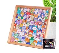 Casse-Têtes - Design Chats Animaux Collectionnables,2 En 1 Puzzle En Bois Sur Le Thème Du Chat Avec Cadre Photo Pour Adultes,pour Femmes Garçons Filles Jeunes Adolescents Maison Table Cheminée Bibliot