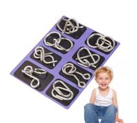 Casse-têtes en Fil Métallique - Casse-têtes en Métal, Lot De 8 Mini Cassetêtes Classiques en Métal - Jeu De Réflexion I Q Challenge, Jeu De Test I Q pour Fête, E-nfants Et Adultes