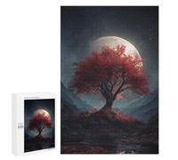 Casse-têtes pour Adolescents 1000 PCS Full Moon Red Tree Landscape Casse-têtes pour Adolescents Défi Difficile Entraînez Votre Cerveau Et Vos Mains Casse-tête Jeux Familiaux 1000 PCS