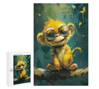 Casse-têtes pour Adolescents 1000 PCS Golden Monkey with Sunglasses Casse-têtes pour Adolescents Défi Difficile Entraînez Votre Cerveau Et Vos Mains Casse-tête Jeux Familiaux 1000 PCS