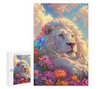 Casse-têtes pour Adolescents 1000 PCS Rainbow Lion in Flowers Casse-têtes pour Adolescents Défi Difficile Entraînez Votre Cerveau Et Vos Mains Casse-tête Jeux Familiaux 1000 PCS