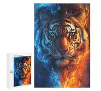 Casse-têtes pour Adolescents 1000 PCS Tiger Fire and Ice Art Print-1 Casse-têtes pour Adolescents Défi Difficile Entraînez Votre Cerveau Et Vos Mains Casse-tête Jeux Familiaux 1000 PCS