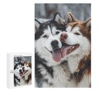 Casse-têtes pour Adolescents 1000 PCS Winter Huskies in Love Casse-têtes pour Adolescents Défi Difficile Entraînez Votre Cerveau Et Vos Mains Casse-tête Jeux Familiaux 1000 PCS