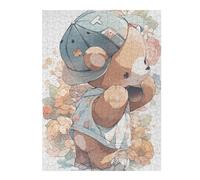 Casse-têtes pour Adolescents 1000pcs(52x38cm) Teddy Bear with Floral Hat Casse-têtes pour Adultes - Jeu Manuel - Course De Vitesse - Cadeaux d'anniversaire Et De Noël Uniques 1000pcs(52x38cm)