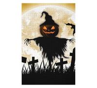 Casse-têtes pour Adolescents 1000pcs(75x50cm) Halloween Scarecrow with Full Moon Casse-têtes pour Adultes - Jeu Manuel - Course De Vitesse - Cadeaux d'anniversaire Et De Noël Uniques 1000pcs(75x50cm)