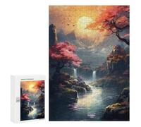 Casse-têtes pour Adolescents 300 PCS Cherry Blossom Valley Sunset -1 Casse-têtes pour Adolescents Défi Difficile Entraînez Votre Cerveau Et Vos Mains Casse-tête Jeux Familiaux 300 PCS