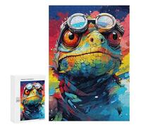 Casse-têtes pour Adolescents 300 PCS Colorful Lizard with Goggles Casse-têtes pour Adolescents Défi Difficile Entraînez Votre Cerveau Et Vos Mains Casse-tête Jeux Familiaux 300 PCS