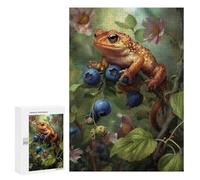 Casse-têtes pour Adolescents 300 PCS Frog with Blueberries in Nature Casse-têtes pour Adolescents Défi Difficile Entraînez Votre Cerveau Et Vos Mains Casse-tête Jeux Familiaux 300 PCS