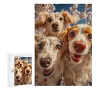 Casse-têtes pour Adolescents 300 PCS Happy Dogs in Spring -1 Casse-têtes pour Adolescents Défi Difficile Entraînez Votre Cerveau Et Vos Mains Casse-tête Jeux Familiaux 300 PCS