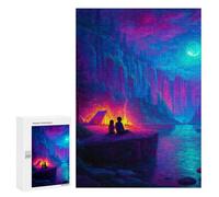 Casse-têtes pour Adolescents 300 PCS Moonlit Forest Campfire Scene Casse-têtes pour Adolescents Défi Difficile Entraînez Votre Cerveau Et Vos Mains Casse-tête Jeux Familiaux 300 PCS