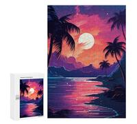 Casse-têtes pour Adolescents 300 PCS Neon Sunset Palm Beach -1 Casse-têtes pour Adolescents Défi Difficile Entraînez Votre Cerveau Et Vos Mains Casse-tête Jeux Familiaux 300 PCS