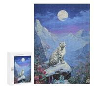 Casse-têtes pour Adolescents 300 PCS Snow Leopard Moonlit Mountain Scene-1 Casse-têtes pour Adolescents Défi Difficile Entraînez Votre Cerveau Et Vos Mains Casse-tête Jeux Familiaux 300 PCS