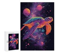 Casse-têtes pour Adolescents 300 PCS Space Turtle Art Print Casse-têtes pour Adolescents Défi Difficile Entraînez Votre Cerveau Et Vos Mains Casse-tête Jeux Familiaux 300 PCS