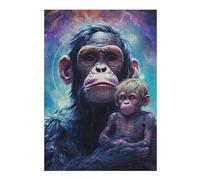 Casse-têtes pour Adolescents 38x26cm/1000pcs Chimpanzee Family in Space Casse-têtes pour Adultes Jeu De Réflexion Découpage De Précision Activités Amusantes À La Maison, 38x26cm/1000pcs