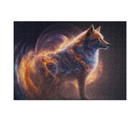 Casse-têtes pour Adolescents 38x26cm/1000pcs Flame-Wrapped Wolf A Mystical Artwork Casse-têtes pour Adultes Jeu De Réflexion Découpage De Précision Activités Amusantes À La Maison, 38x26cm/1000pcs