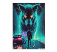 Casse-têtes pour Adolescents 38x26cm/1000pcs Wolf Encounter on The Road Casse-têtes pour Adultes Jeu De Réflexion Découpage De Précision Activités Amusantes À La Maison, 38x26cm/1000pcs