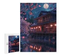 Casse-têtes pour Adolescents 500 PCS Cherry Blossom Moonlit Reflection Casse-têtes pour Adolescents Défi Difficile Entraînez Votre Cerveau Et Vos Mains Casse-tête Jeux Familiaux 500 PCS