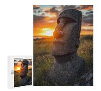 Casse-têtes pour Adolescents 500 PCS Easter Island Statue Sunset Casse-têtes pour Adolescents Défi Difficile Entraînez Votre Cerveau Et Vos Mains Casse-tête Jeux Familiaux 500 PCS
