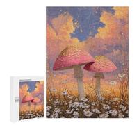Casse-têtes pour Adolescents 500 PCS Enchanted Mushroom Field Sunset Casse-têtes pour Adolescents Défi Difficile Entraînez Votre Cerveau Et Vos Mains Casse-tête Jeux Familiaux 500 PCS