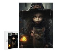 Casse-têtes pour Adolescents 500 PCS Halloween Witch and Cat Casse-têtes pour Adolescents Défi Difficile Entraînez Votre Cerveau Et Vos Mains Casse-tête Jeux Familiaux 500 PCS
