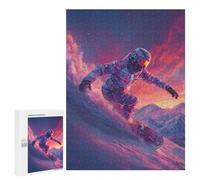Casse-têtes pour Adolescents 500 PCS Snowboarder in Cosmic Sunset Casse-têtes pour Adolescents Défi Difficile Entraînez Votre Cerveau Et Vos Mains Casse-tête Jeux Familiaux 500 PCS