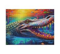 Casse-têtes pour Adolescents 52x38cm/1000pcs Colorful Crocodile in Fantasy Forest Casse-têtes pour Adultes, Jeu De Réflexion, Décoration Parfaite, Jeu Stimulant, Cadeaux 52x38cm/1000pcs