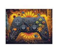 Casse-têtes pour Adolescents 52x38cm/1000pcs Floral Fusion Gaming Controller Artwork Casse-têtes pour Adultes, Jeu De Réflexion, Décoration Parfaite, Jeu Stimulant, Cadeaux 52x38cm/1000pcs