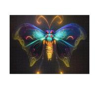 Casse-têtes pour Adolescents 52x38cm/1000pcs Glowing Neon Butterfly Artwork-4 Casse-têtes pour Adultes Jeu De Réflexion Découpage De Précision Activités Amusantes À La Maison, 52x38cm/1000pcs