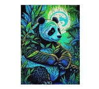 Casse-têtes pour Adolescents 52x38cm/1000pcs Neon Panda in Bamboo Forest Casse-têtes pour Adultes Jeu De Réflexion Découpage De Précision Activités Amusantes À La Maison, 52x38cm/1000pcs