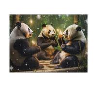 Casse-têtes pour Adolescents 52x38cm/1000pcs Pandas Celebrating with Sparklers in Bamboo Forest Casse-têtes pour Adultes, Jeu De Réflexion, Décoration Parfaite, Jeu Stimulant, Cadeaux 52x38cm/1000pcs