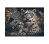 Casse-têtes pour Adolescents 52x38cm/1000pcs Snow Leopard Cubs in The Wild Casse-têtes pour Adultes, Jeu De Réflexion, Décoration Parfaite, Jeu Stimulant, Cadeaux 52x38cm/1000pcs