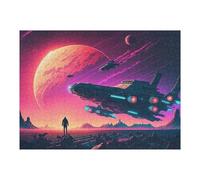 Casse-têtes pour Adolescents 52x38cm/1000pcs Space Odyssey Alien Planet Exploration Casse-têtes pour Adultes, Jeu De Réflexion, Décoration Parfaite, Jeu Stimulant, Cadeaux 52x38cm/1000pcs