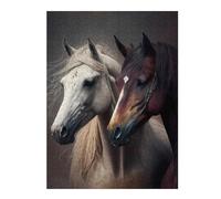 Casse-têtes pour Adolescents 52x38cm/1000pcs Two Majestic Horses Casse-têtes pour Adultes Jeu De Réflexion Découpage De Précision Activités Amusantes À La Maison, 52x38cm/1000pcs