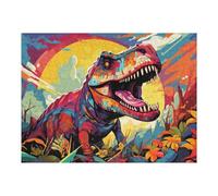 Casse-têtes pour Adolescents 52x38cm/1000pcs Vibrant Dinosaur Artwork Casse-têtes pour Adultes, Jeu De Réflexion, Décoration Parfaite, Jeu Stimulant, Cadeaux 52x38cm/1000pcs