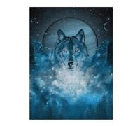 Casse-têtes pour Adolescents 52x38cm/1000pcs Wolf Moonlit Forest Casse-têtes pour Adultes Jeu De Réflexion Découpage De Précision Activités Amusantes À La Maison, 52x38cm/1000pcs
