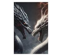 Casse-têtes pour Adolescents 75x50cm/1000pcs Dragon Duel Black Vs White Casse-têtes pour Adultes Jeu De Réflexion Découpage De Précision Activités Amusantes À La Maison, 75x50cm/1000pcs