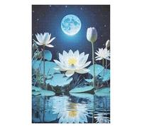 Casse-têtes pour Adolescents 75x50cm/1000pcs Lunar Lotus Reflections Casse-têtes pour Adultes Jeu De Réflexion Découpage De Précision Activités Amusantes À La Maison, 75x50cm/1000pcs
