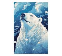 Casse-têtes pour Adolescents 75x50cm/1000pcs Polar Bear Skyward Gaze Casse-têtes pour Adultes Jeu De Réflexion Découpage De Précision Activités Amusantes À La Maison, 75x50cm/1000pcs
