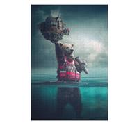 Casse-têtes pour Adolescents 75x50cm/1000pcs Puzzles Bear Floating Island Life Jacket Casse-têtes pour Adultes Jeux De Détente Analyse Et Logique Stimule Le Cerveau 75x50cm/1000pcs