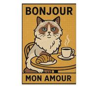 Casse-têtes pour Adolescents 75x50cm/1000pcs Puzzles Bonjour Mon Amour Cat Illustration Casse-têtes pour Adultes Jeux De Détente Analyse Et Logique Stimule Le Cerveau 75x50cm/1000pcs