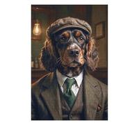 Casse-têtes pour Adolescents 75x50cm/1000pcs Puzzles Cocker Spaniel Dog Wearing A Suit in The Pub Casse-têtes pour Adultes Jeux De Détente Analyse Et Logique Stimule Le Cerveau 75x50cm/1000pcs