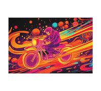 Casse-têtes pour Adolescents 75x50cm/1000pcs Vibrant Motorcycle Ride Artwork Casse-têtes pour Adultes, Jeu De Réflexion, Décoration Parfaite, Jeu Stimulant, Cadeaux 75x50cm/1000pcs