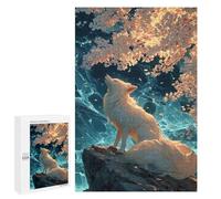 Casse-têtes pour Adultes 1000 PCS Casse-têtes Art Fox Under Cherry Blossom Tree Casse-têtes pour Adultes Jeu De Réflexion Idée Cadeau Parfaite pour Toute La Famille 1000 PCS