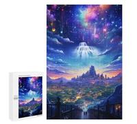 Casse-têtes pour Adultes 1000 PCS Fantasy Cityscape with Rainbow Skyfall Casse-têtes pour Adolescents : Améliore La Mémoire, Stimulant Et Amusant pour Toute La Famille 1000 PCS