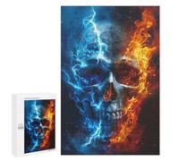 Casse-têtes pour Adultes 1000 PCS Fire & Ice Skull Artwork Casse-têtes pour Adolescents : Améliore La Mémoire, Stimulant Et Amusant pour Toute La Famille 1000 PCS