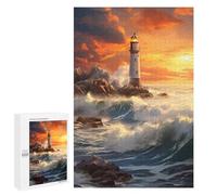 Casse-têtes pour Adultes 1000 PCS Lighthouse Sunset Ocean Waves Casse-têtes pour Adolescents : Améliore La Mémoire, Stimulant Et Amusant pour Toute La Famille 1000 PCS