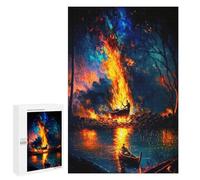 Casse-têtes pour Adultes 1000 PCS Magical Forest Fire Scene Casse-têtes pour Adolescents : Améliore La Mémoire, Stimulant Et Amusant pour Toute La Famille 1000 PCS